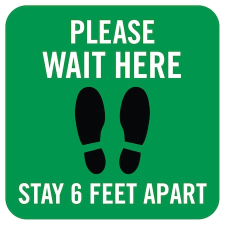 Please Wait Here, 6 Feet Apart, Green, 15, 8480XGR